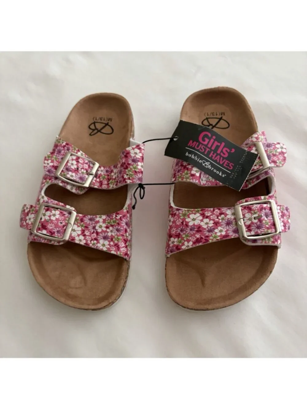 Girls Sandals 13/1 Floral Strap New With Tags Bobbie Brooks Flower Pink Purple